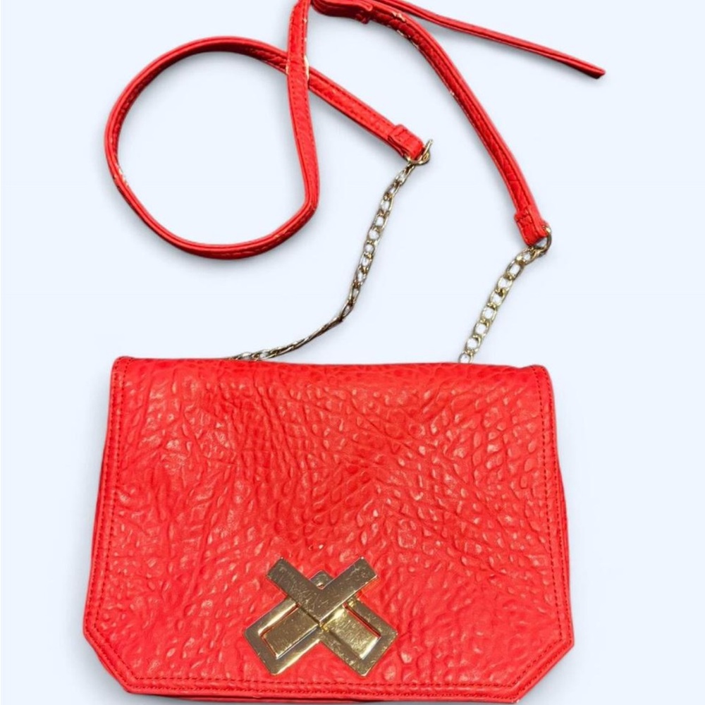 Red Textured Crossbody Bag